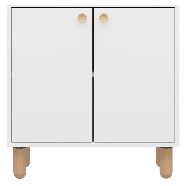 Credenza Bianco Marrone Rovere un Ripiano 2 Ante 72x36x73h cm, 2 Vani - Pontida