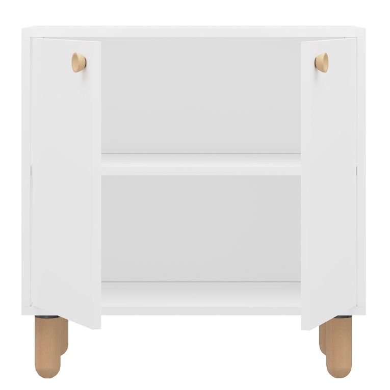 Credenza Bianco Marrone Rovere un Ripiano 2 Ante 72x36x73h cm, 2 Vani - Pontida