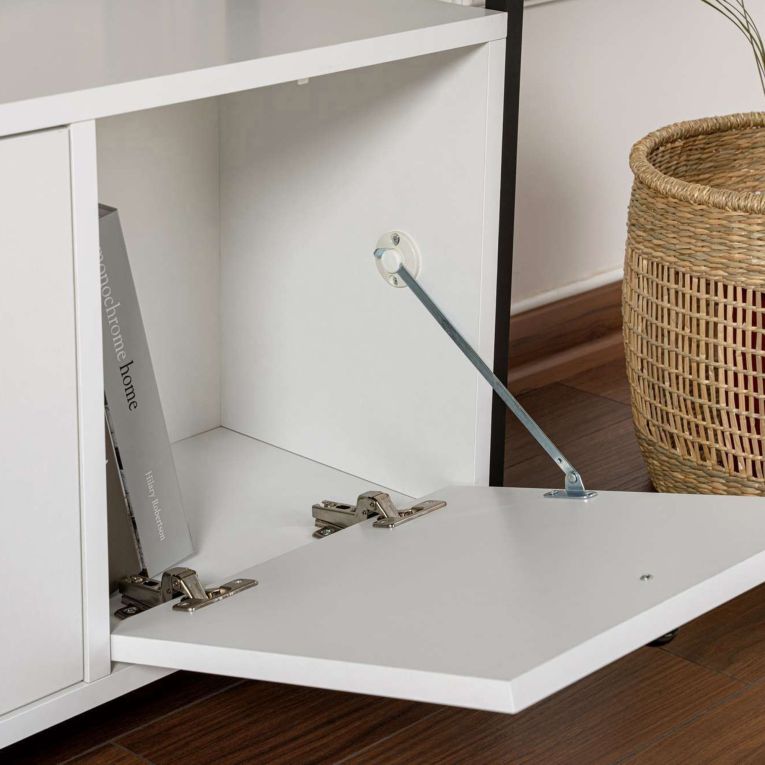 Credenza Bianco Nero 2 Ripiani 3 Ante 120x30x77h cm, 3 Vani - Noda