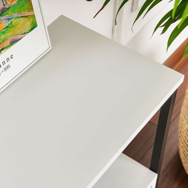 Credenza Bianco Nero 2 Ripiani 3 Ante 120x30x77h cm, 3 Vani - Noda