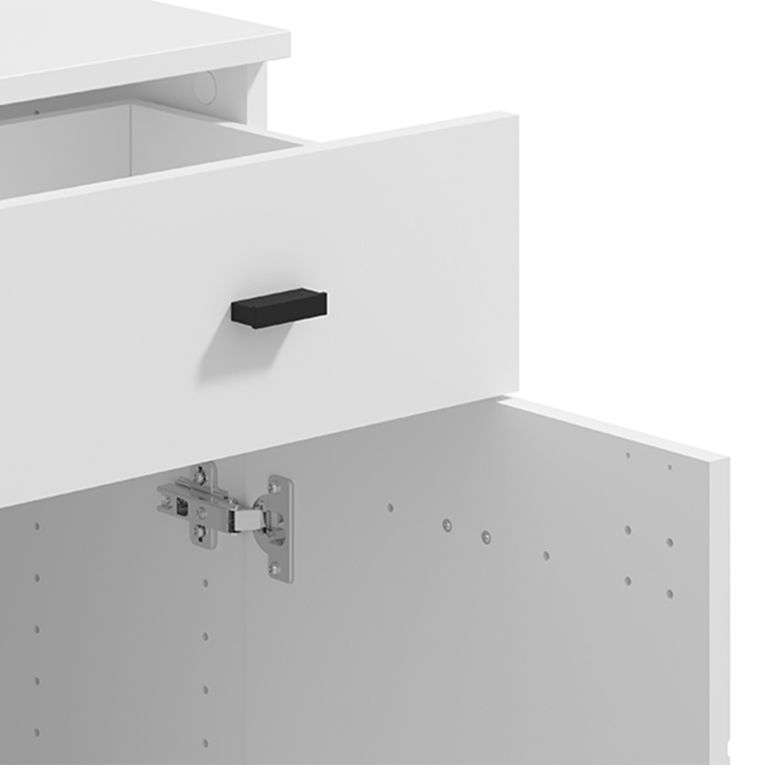 Credenza Bianco Nero 2 Ripiani un Cassetto 77x35x72h cm, Un'anta - Majuli