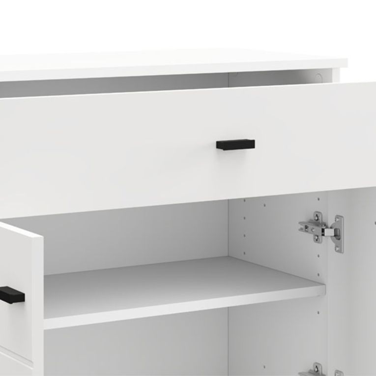 Credenza Bianco Nero 2 Ripiani un Cassetto 77x35x78h cm, 2 Ante - Pisac
