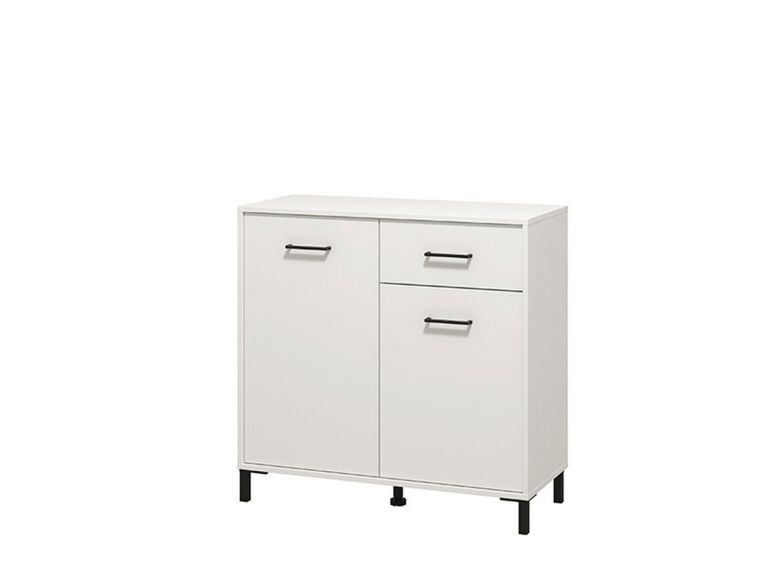 Credenza Bianco Nero 2 Ripiani un Cassetto 93x40x90h cm, 2 Ante - Laerruu
