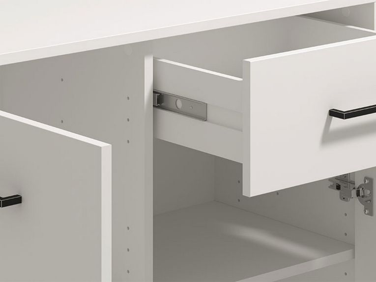 Credenza Bianco Nero 2 Ripiani un Cassetto 93x40x90h cm, 2 Ante - Laerruu