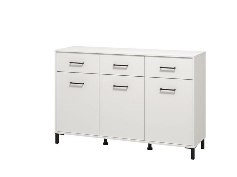 Credenza Bianco Nero 3 Ripiani 3 Cassetti 138x40x90h cm, 3 Ante - Laerru