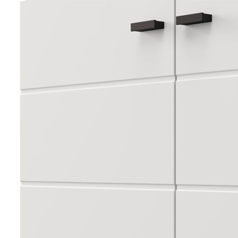 Credenza Bianco Nero 3 Ripiani un Cassetto 116x35x78h cm, 3 Ante - Uyuni