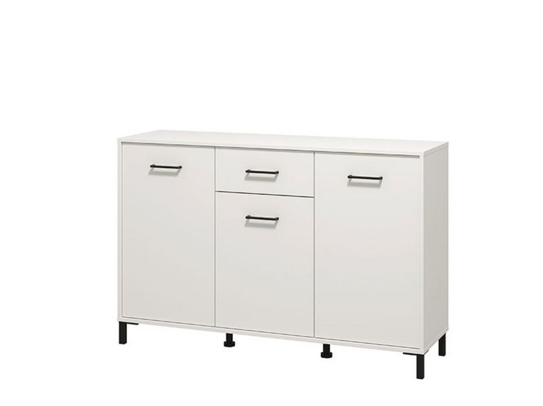 Credenza Bianco Nero 3 Ripiani un Cassetto 138x40x90h cm, 3 Ante - Laerru