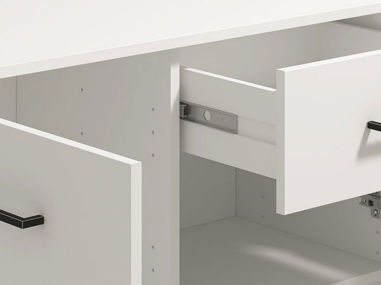 Credenza Bianco Nero 3 Ripiani un Cassetto 138x40x90h cm, 3 Ante - Laerru