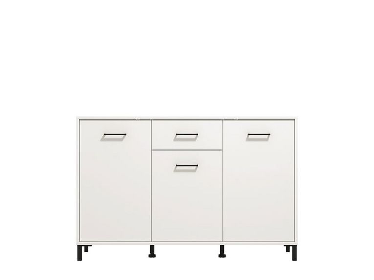 Credenza Bianco Nero 3 Ripiani un Cassetto 138x40x90h cm, 3 Ante - Laerru