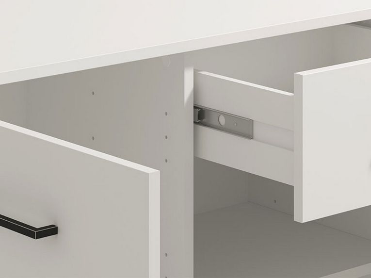Credenza Bianco Nero 4 Ripiani 2 Cassetti 182.5x40x90h cm, 4 Ante - Grondona