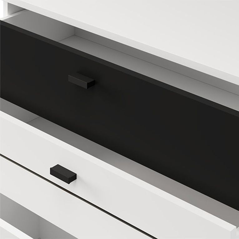 Credenza Bianco Nero un Ripiano 3 Cassetti 77x35x78h cm, 3 Vani - Diani