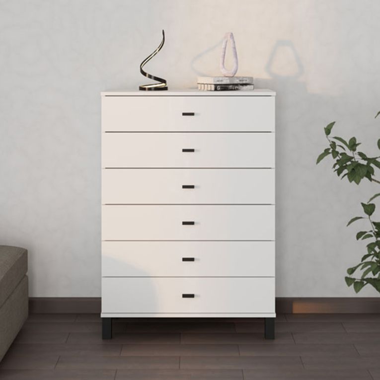 Credenza Bianco Nero un Ripiano 6 Cassetti 77x35x78h cm, 6 Vani - Otaval