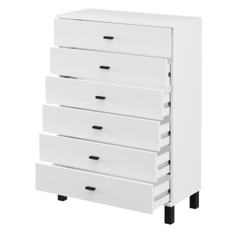 Credenza Bianco Nero un Ripiano 6 Cassetti 77x35x78h cm, 6 Vani - Otaval