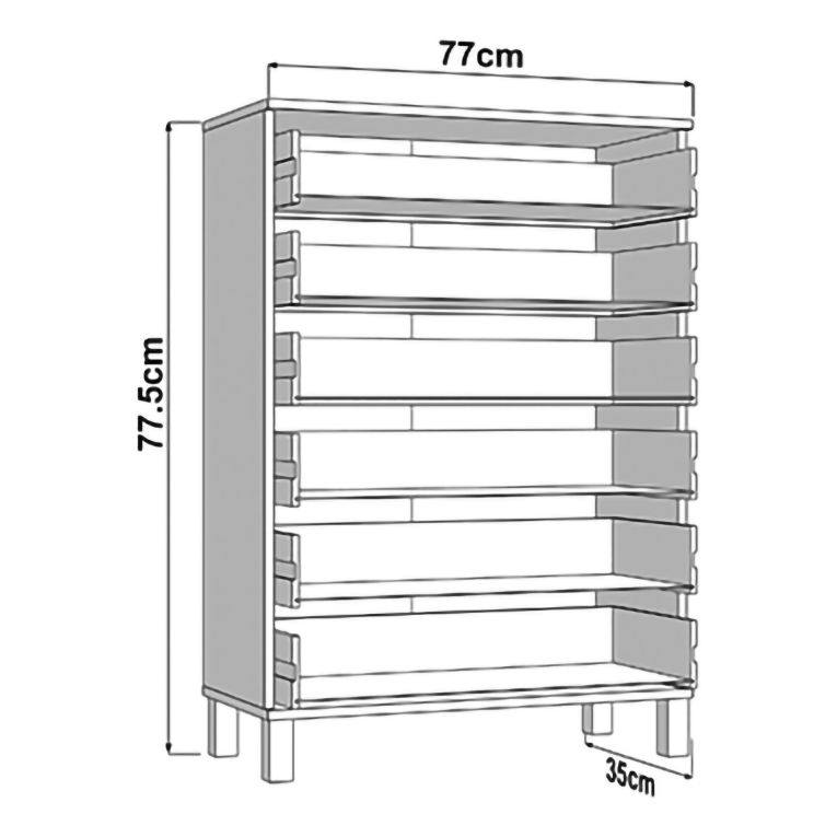 Credenza Bianco Nero un Ripiano 6 Cassetti 77x35x78h cm, 6 Vani - Otaval