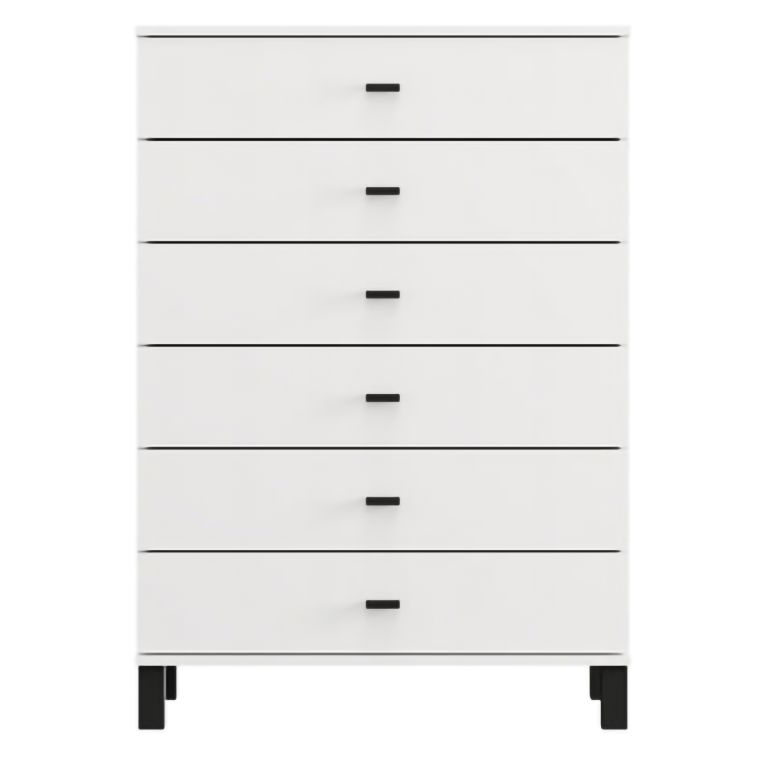 Credenza Bianco Nero un Ripiano 6 Cassetti 77x35x78h cm, 6 Vani - Otaval