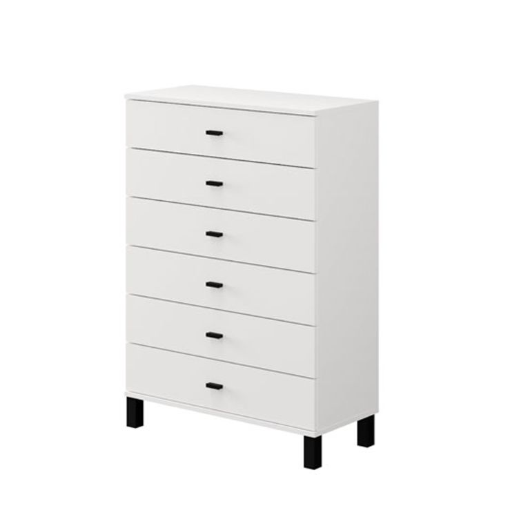 Credenza Bianco Nero un Ripiano 6 Cassetti 77x35x78h cm, 6 Vani - Otaval