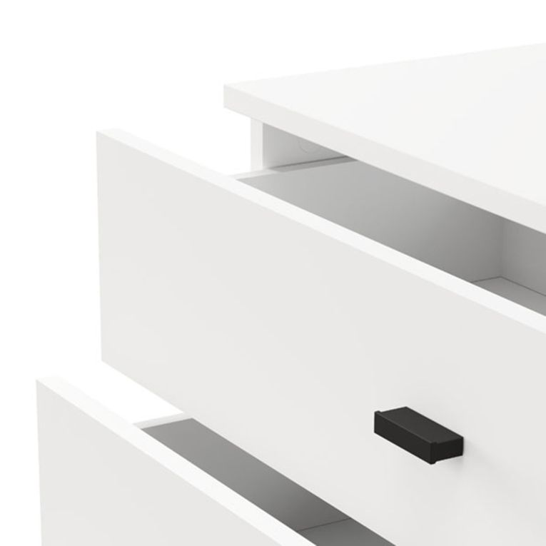 Credenza Bianco Opaco 3 Cassetti un Ripiano 77x35x78h cm, Apertura Scorrevole - Mindo