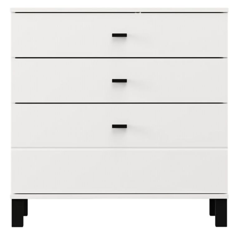 Credenza Bianco Opaco 3 Cassetti un Ripiano 77x35x78h cm, Apertura Scorrevole - Mindo