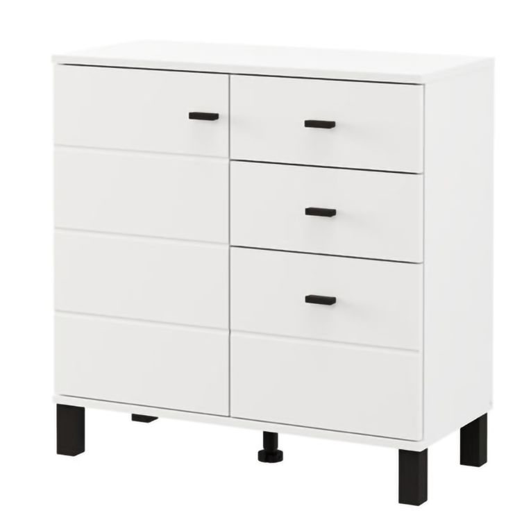Credenza Bianco Opaco Nero 3 Cassetti 2 Ripiani 77x35x78h cm, Apertura Battente, Scorrevole - Ollant