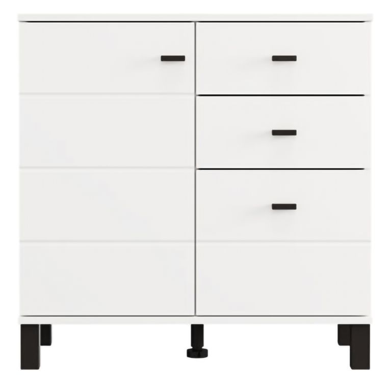 Credenza Bianco Opaco Nero 3 Cassetti 2 Ripiani 77x35x78h cm, Apertura Battente, Scorrevole - Ollant