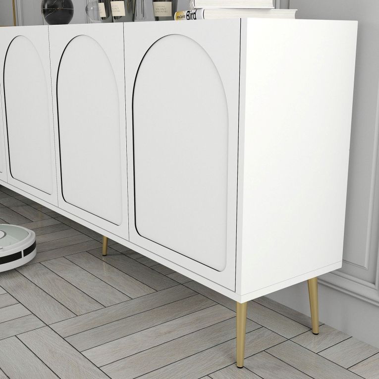 Credenza Bianco oro 2 Ripiani 4 Ante 180x35x80h cm, 4 Vani - Torno
