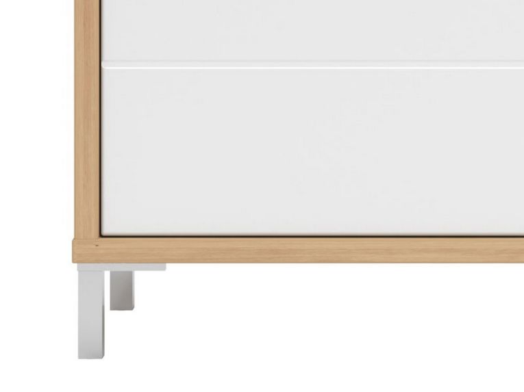 Credenza Bianco Rovere Nodi Marrone 4 Cassetti un Ripiano 108x40x87h cm, Apertura Battente e Scorrevole - Procopio