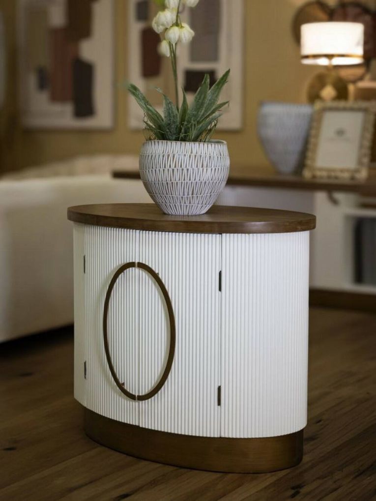 Credenza Bitetto, Buffet da soggiorno, Madia da salotto, Dispensa da cucina, 79x48 h67 cm, Bianco e Marrone