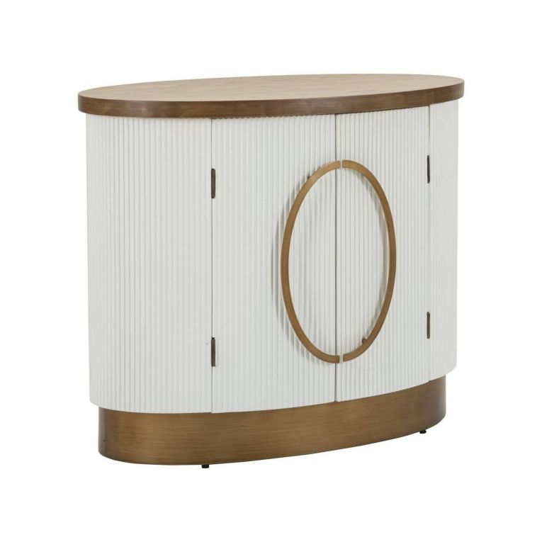 Credenza Bitetto, Buffet da soggiorno, Madia da salotto, Dispensa da cucina, 79x48 h67 cm, Bianco e Marrone