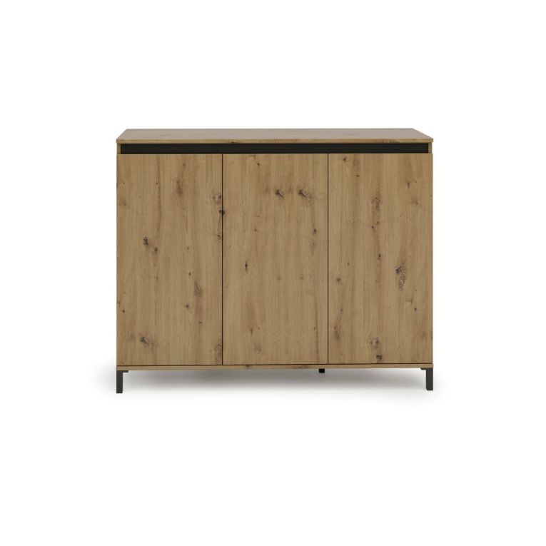 Credenza Bloemfontein, Buffet da soggiorno, Madia da salotto, Dispensa da cucina, Made in Italy, 138x110h40 cm, Bianco lucido e Antracite