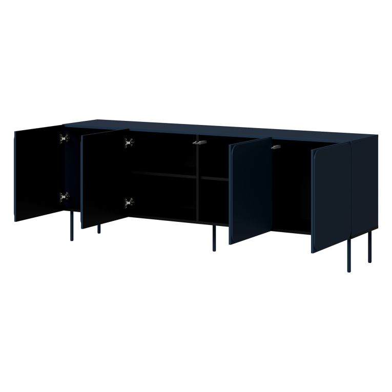 Credenza blu 2 Ripiani Apertura Battente 200x42x75h cm, 4 Ante - Canino