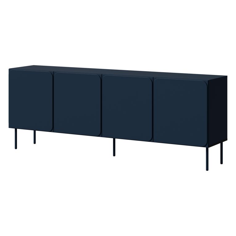 Credenza blu 2 Ripiani Apertura Battente 200x42x75h cm, 4 Ante - Canino