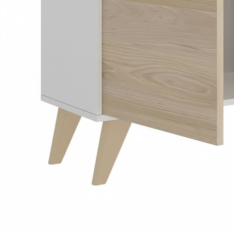 Credenza Boario, Buffet alto da soggiorno, Madia moderna da salotto a 3 ante, 81x43h135 cm, Rovere e Bianco