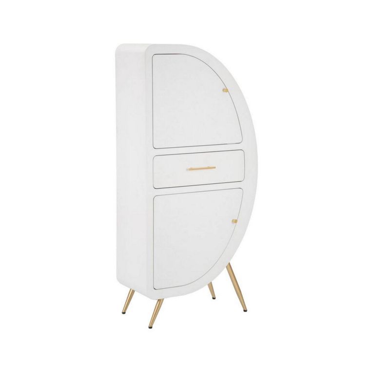 Credenza Boretto, Buffet da soggiorno, Madia da salotto, Dispensa da cucina, 60x32 h133 cm, Bianco e Oro