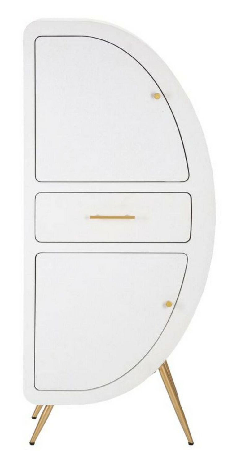 Credenza Boretto, Buffet da soggiorno, Madia da salotto, Dispensa da cucina, 60x32 h133 cm, Bianco e Oro