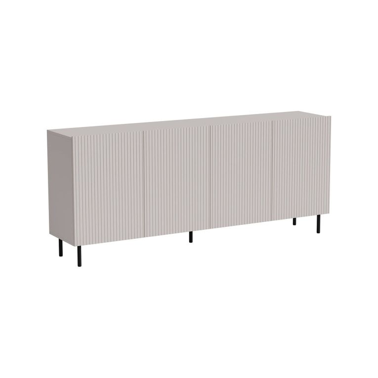 Credenza Cantanhede, Madia da salotto con quattro ante battenti, Rialzato da terra, 200x42 h82 cm, Beige