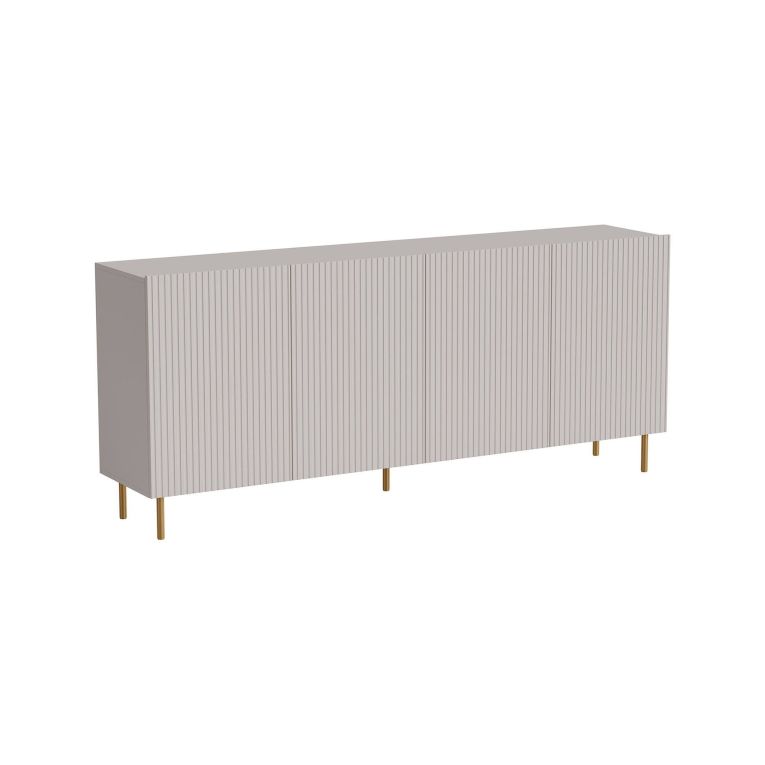 Credenza Cartaxo, Madia da salotto con quattro ante battenti, Rialzato da terra, 200x42 h82 cm, Beige