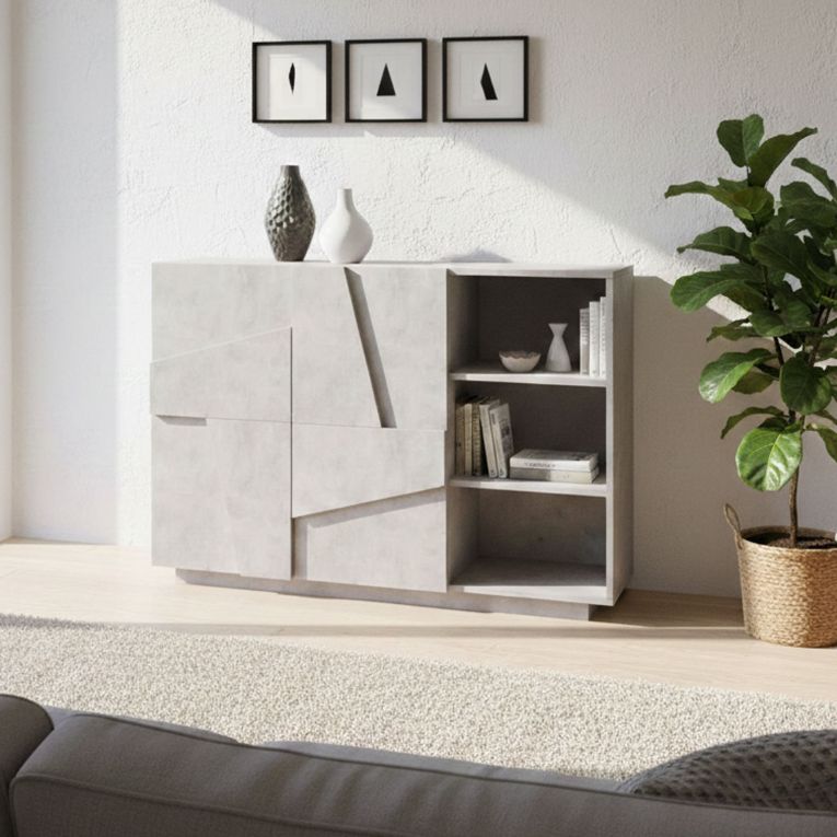 Credenza cemento 121x38x86h cm 2 ante - Acab