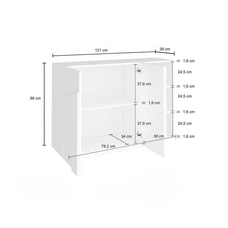 Credenza cemento 121x38x86h cm 2 ante - Acab