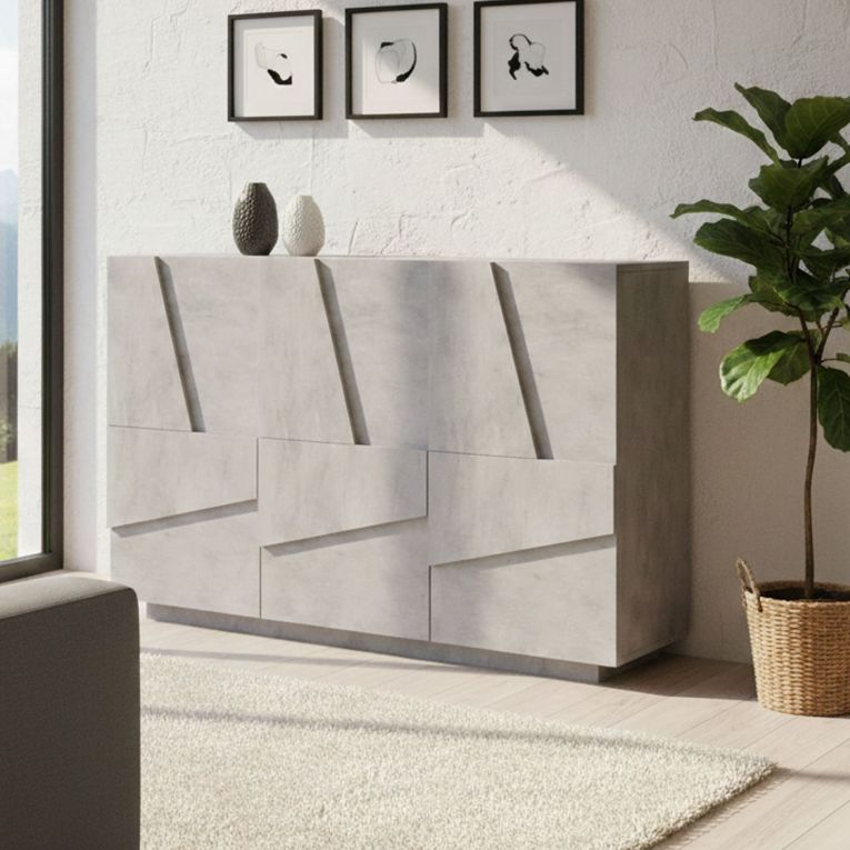 Credenza cemento 121x38x86h cm 3 ante - Axl