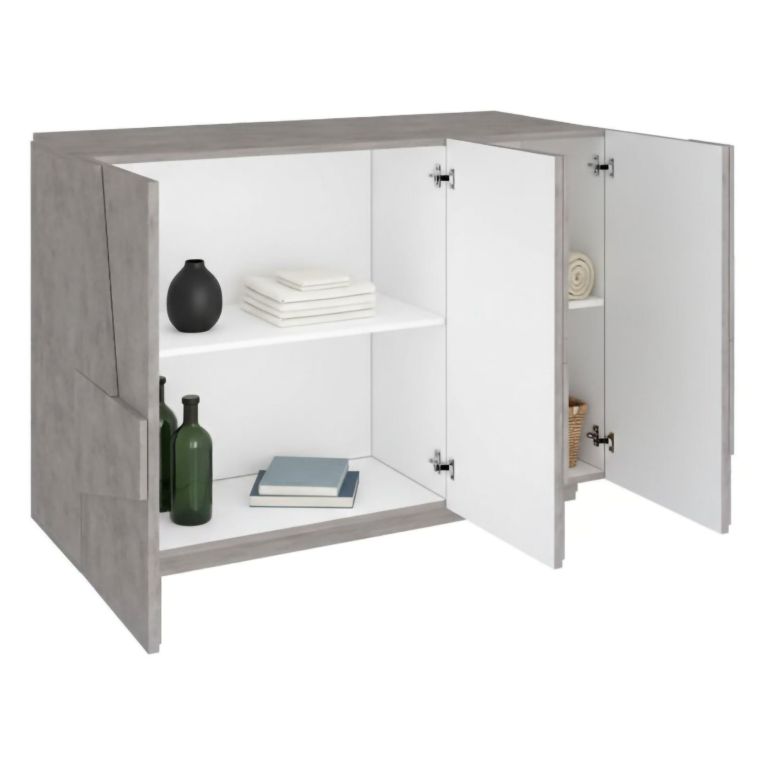 Credenza cemento 121x38x86h cm 3 ante - Axl