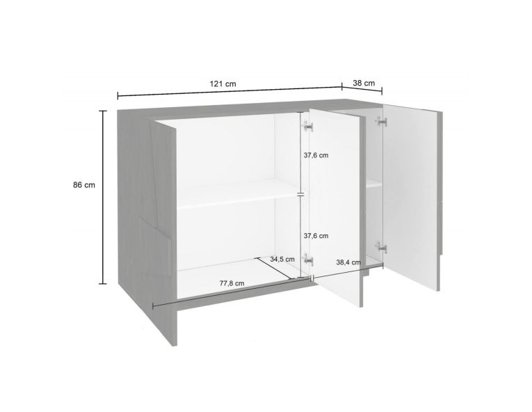 Credenza cemento 121x38x86h cm 3 ante - Axl