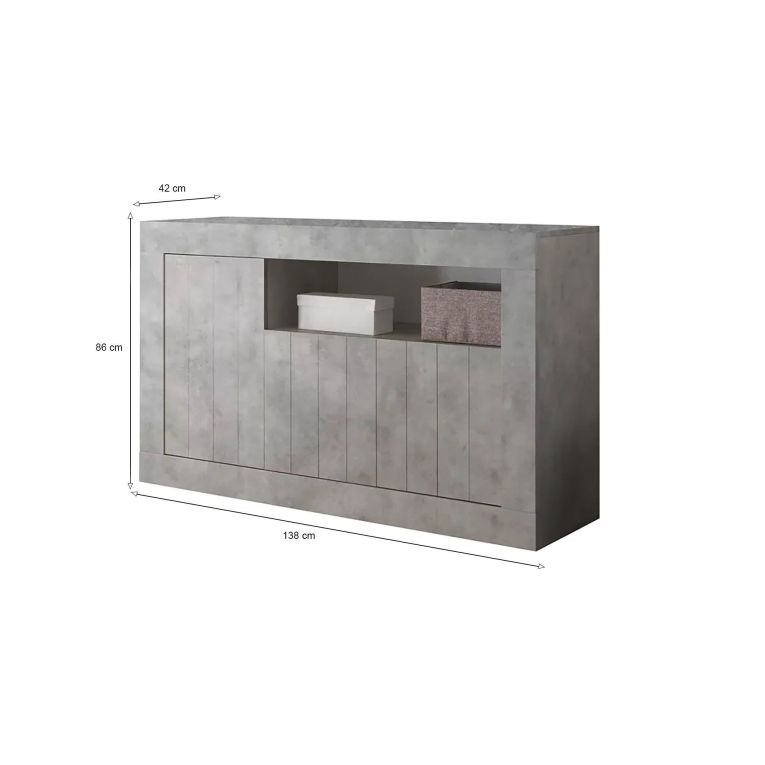 Credenza cemento 138x42x86h cm 3 ante - Dolphin