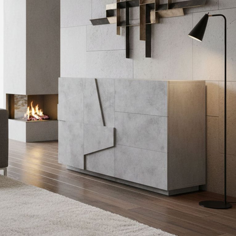 Credenza cemento 142x44x86h cm 2 ante e 3 cassetti - Aydee
