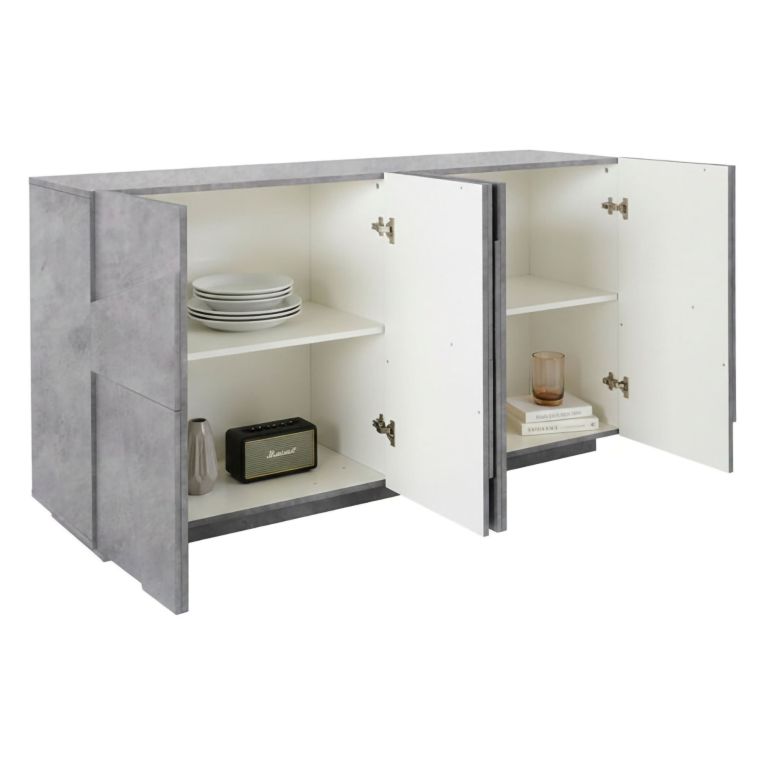 Credenza cemento 162x44x86h cm 4 ante - Augusto