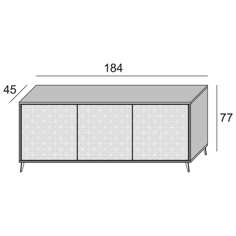 Credenza cemento 184x45x77h cm 3 ante - Aminda
