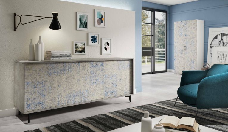Credenza cemento 184x45x77h cm 3 ante - Aminda
