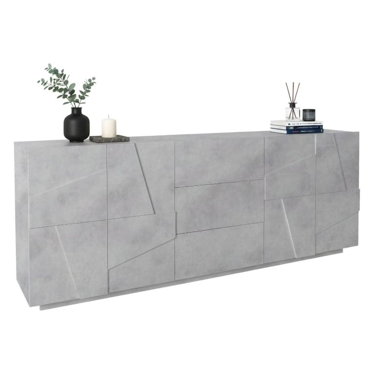 Credenza cemento 224x44x86h cm 4 ante e 3 cassetti - Zeus