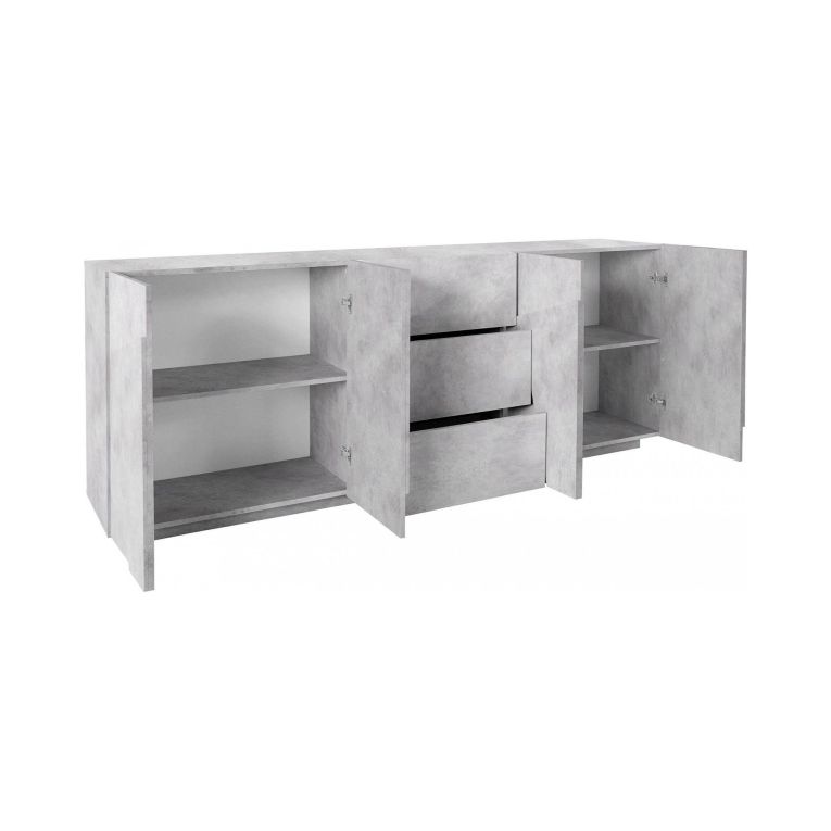 Credenza cemento 224x44x86h cm 4 ante e 3 cassetti - Zeus