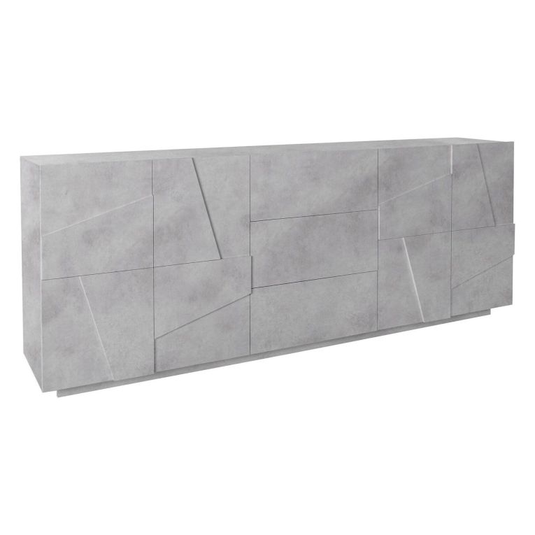 Credenza cemento 224x44x86h cm 4 ante e 3 cassetti - Zeus