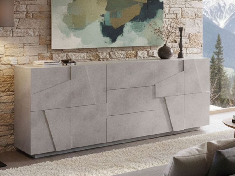 Credenza cemento 224x44x86h cm 4 ante e 3 cassetti - Zeus